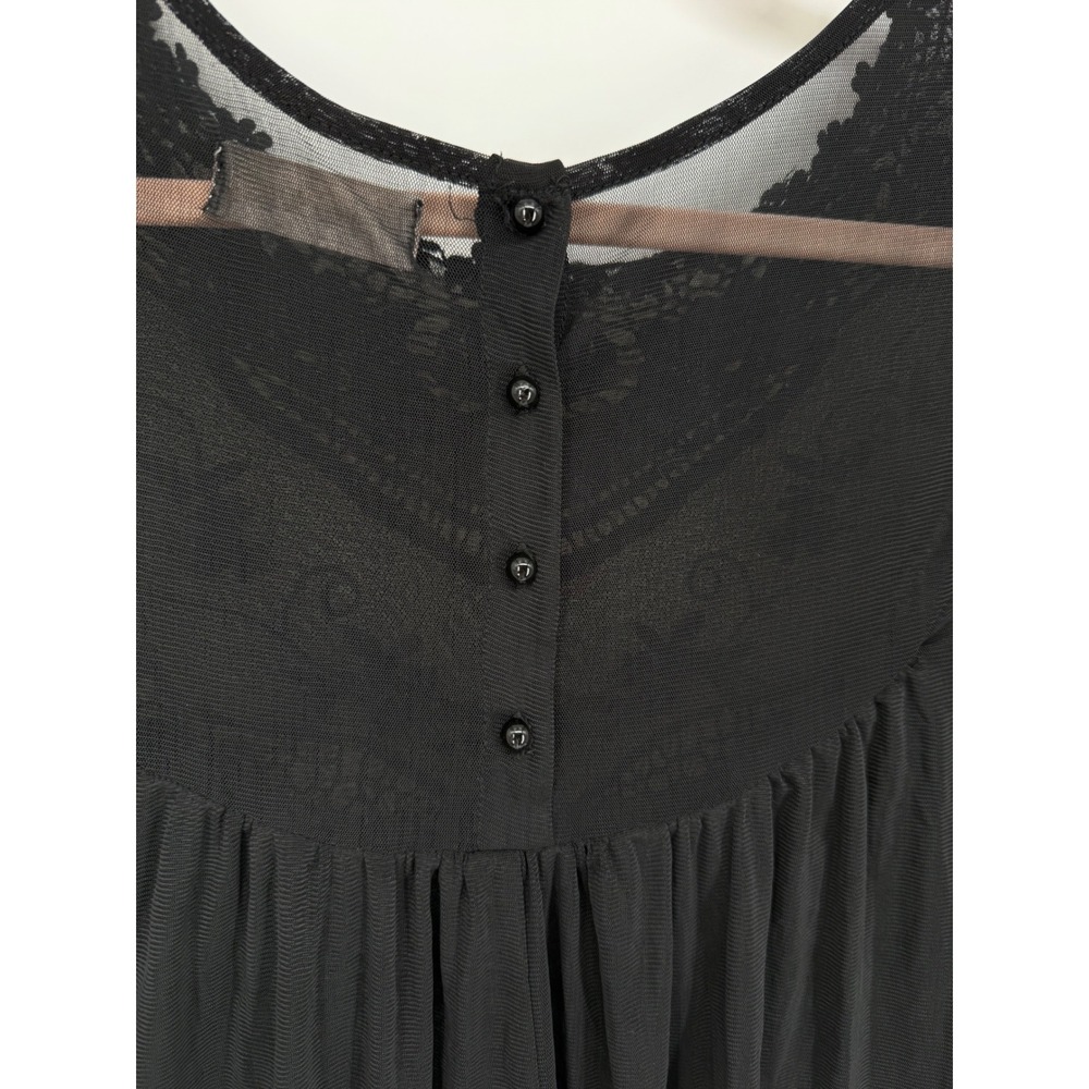 Altar'd State Blouse Women Small Black Crochet Lace Mesh Bell Sleeve Whimsygoth - Picture 8 of 10